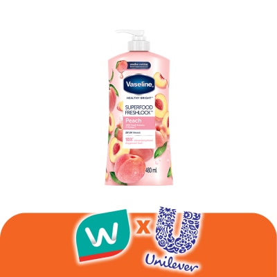 Vaseline - วาสลีน เฮลธี้ ไบรท์ ซุปเปอร์ฟู้ด เฟรชล็อค พีช 480 มล.