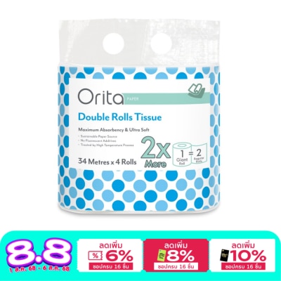 Orita โอริต้าทิชชู่ม้วน 34เมตร แพ็ค 4ม้วน