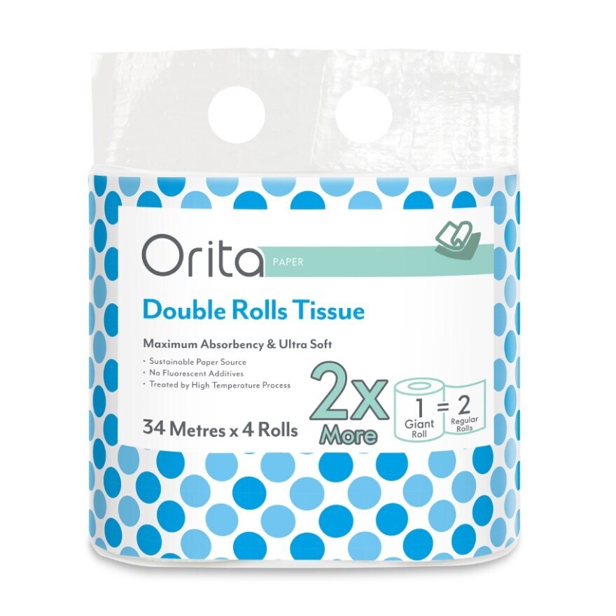 Orita Double Rolls Tissue 34M Pack 4s