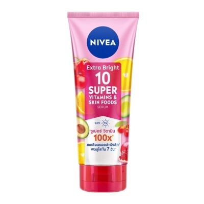 Nivea นีเวีย เอ็กซ์ตร้า ไบร์ท 10 ซูเปอร์ วิตามิน แอนด์ สกิน ฟู้ด เซรั่ม SPF15 180 มล.