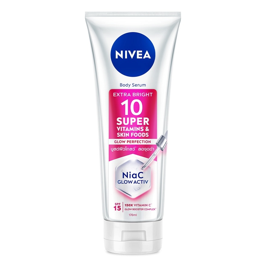 Nivea BodySerum Extra Bright 10Super Vitamins Skin Foods Glow Perfection SPF15 170Ml.