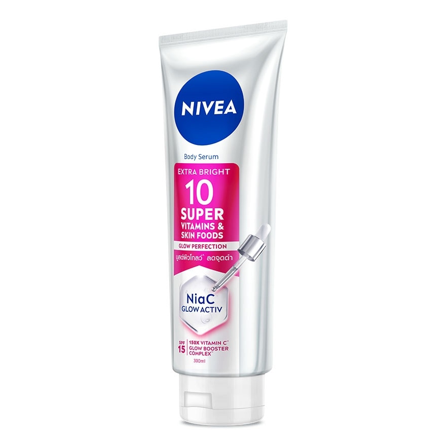 Nivea BodySerum Extra Bright 10Super Vitamins Skin Foods Glow Perfection SPF15 300Ml.