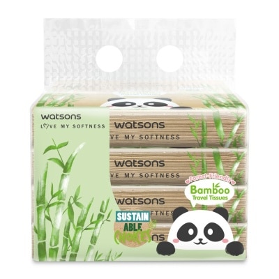 Watsons Watsons Forest-Freindly Bamboo Travel Tissues 3ply 50sheet x 4 Packs.