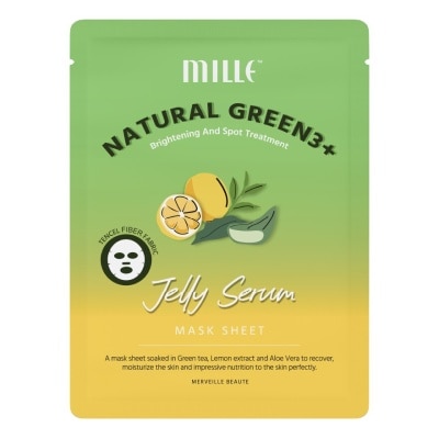 Mille Mille Natural Green 3+ Brightening And Spot Treatment Jelly Serum Mask Sheet 1pcs.