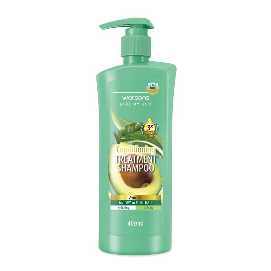 Watsons Treatment Shampoo Avocado for Dry or Dull Hair 400ml.