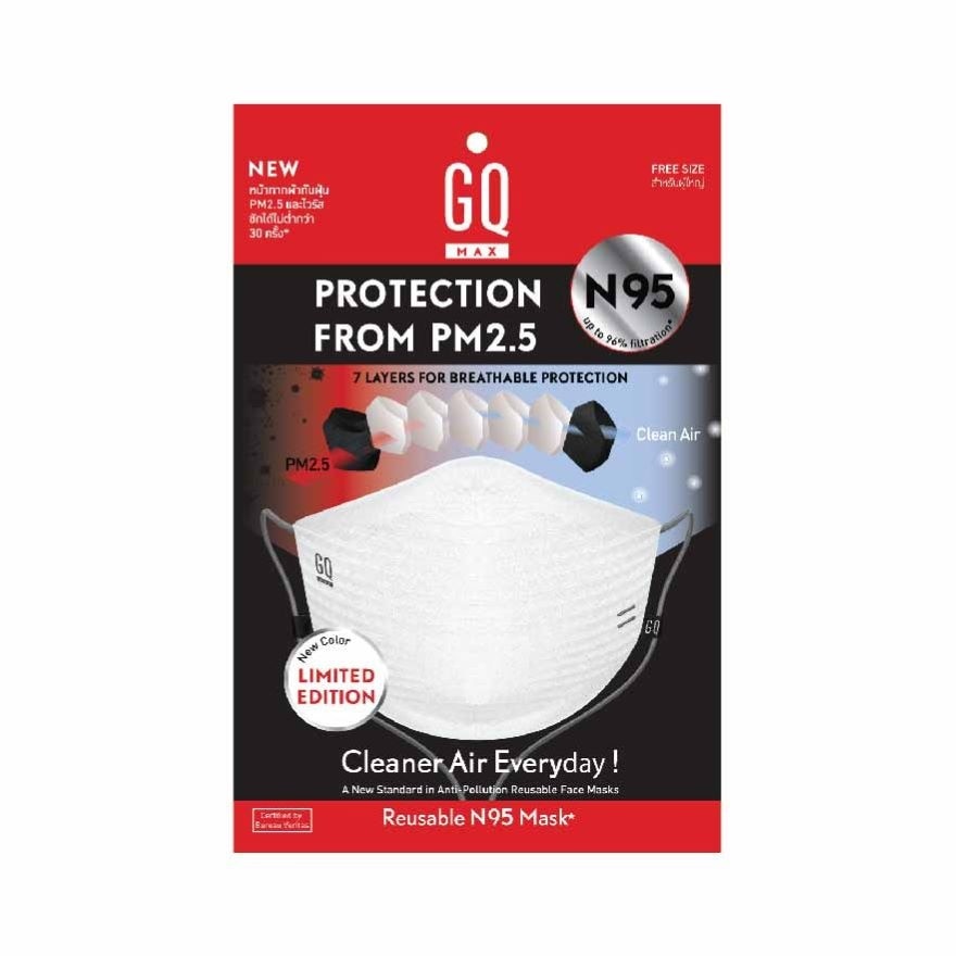 GQ Max Liquid-Repellent And Anti-Pollution Reusable Mask White 1pcs.