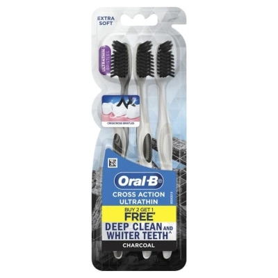 Oral B Oral-B Toothbrush Cross Action Ultra Thin Charcoal Pack 3's