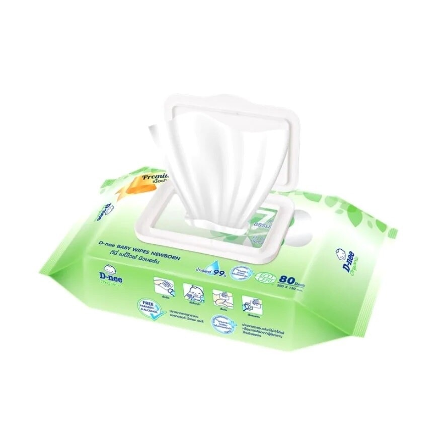 D-Nee Baby Wipes Organic Newborn 80 Sheets