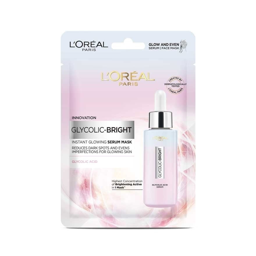 L'Oreal ลอรีอัล ปารีส ไกลโคลิค-ไบรท์ อินสแตนท์ โกลว์อิ้ง เซรั่ม มาส์ก 1 แผ่น