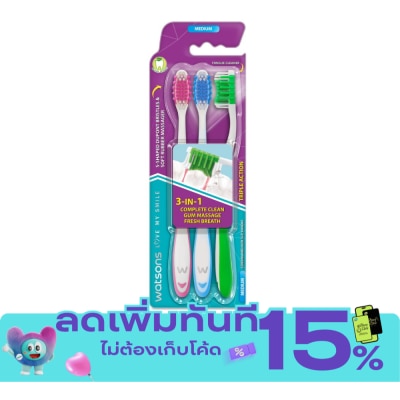 Watsons Watsons Triple Action Toothbrush (Medium) 3s. image
