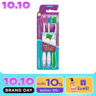 WATSONS วัตสัน แปรงสีฟัน ทริปเปิ้ลแอคชั่น (มีเดียม) 3ด้าม. image