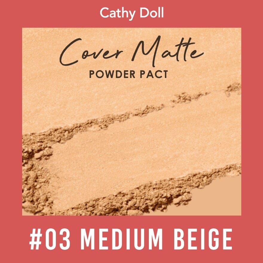 Cathy Doll Cover Matte Powder Pact SPF30 PA+++ 12g. 03 Medium Beige