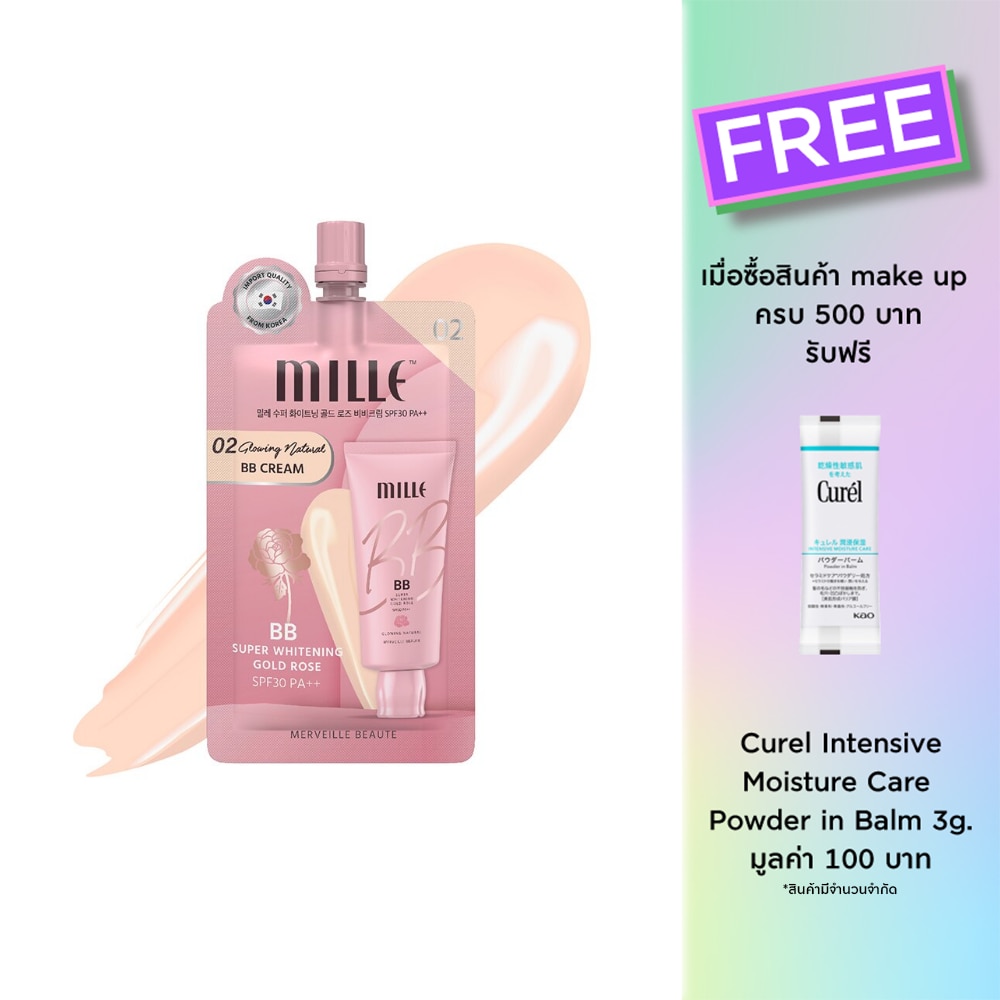 Mille Mille Super Whitening Gold Rose BB Cream SPF30 PA++ 6g. 02 Glowing Natural