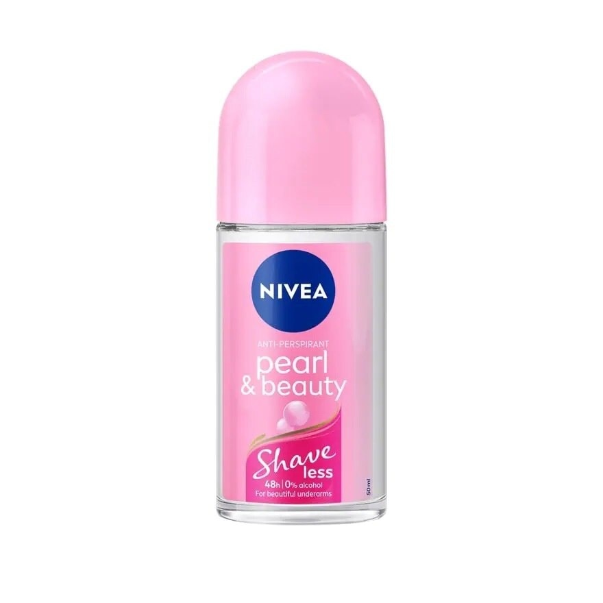 Nivea Roll On Pearl  Beauty Shave Less 50 Ml. โรลออนลดเหงื่อ ระงับกลิ่นกาย