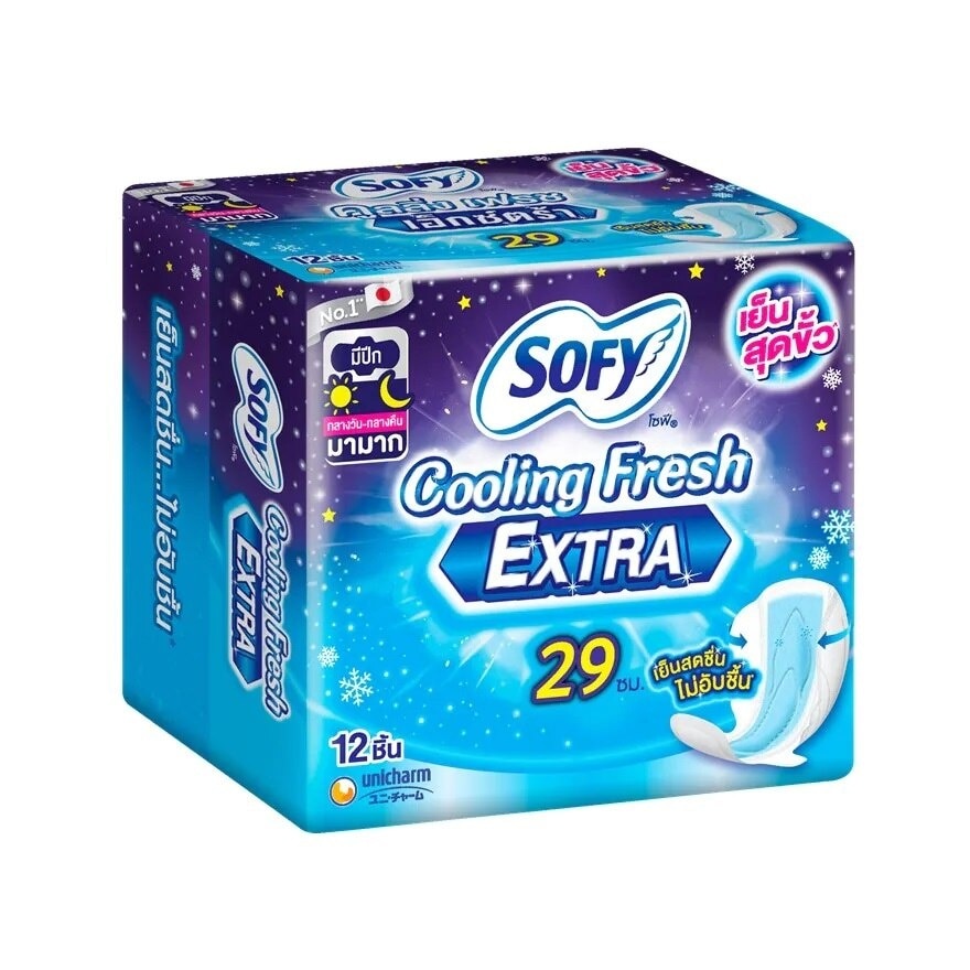 Sofy Cooling Fresh Extra Night Wing 29 cm. 12 Pcs.