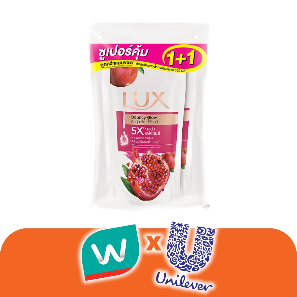 Lux Shower Cream Bouncy Glow 350 Ml. Refill Twin Pack