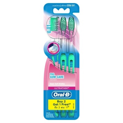 Oral B Oral-B Toothbrush UltraThin Pro Gum Care Pack 3'S(Mix Color)ขนแปรงนุ่มพิเศษ