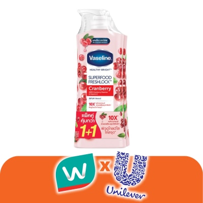 Vaseline - วาสลีน เฮลธี้ ไบรท์ ซุปเปอร์ฟู้ด เฟรชล็อค แครนเบอร์รี 300มล.แพ็คคู่โลชั่นผิวกระจ่างใส
