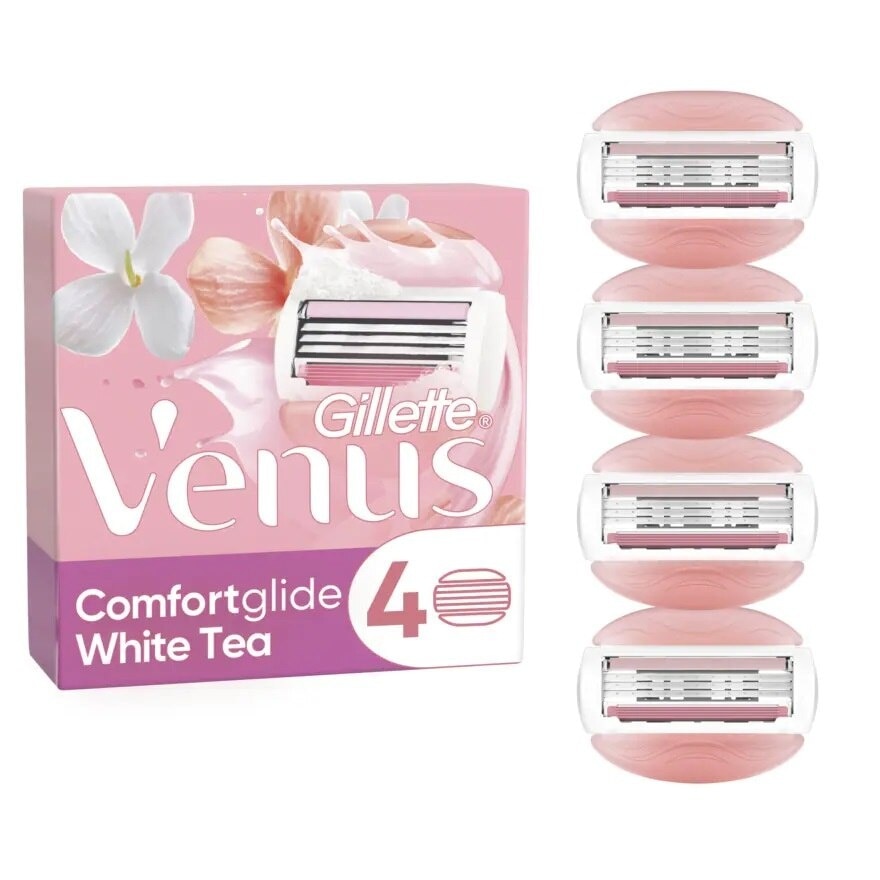 Gillette Venus Comfortglide White Tea Blades 4'S ใบมีดโกน กำจัดขน