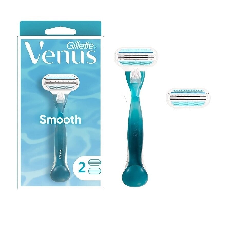 ยิลเลตต์ วีนัส สมูธ ด้ามมีดโกน 1 ด้าม+ใบมีดโกน 2 ชิ้น มีดโกน กำจัดขน