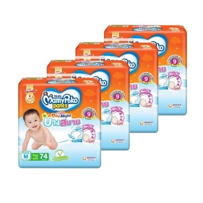 Mamy Poko Mamy Poko Pants Happy Day  Night Comfortably Thin Size M 74X4 Pack ผ้าอ้อมเด็ก