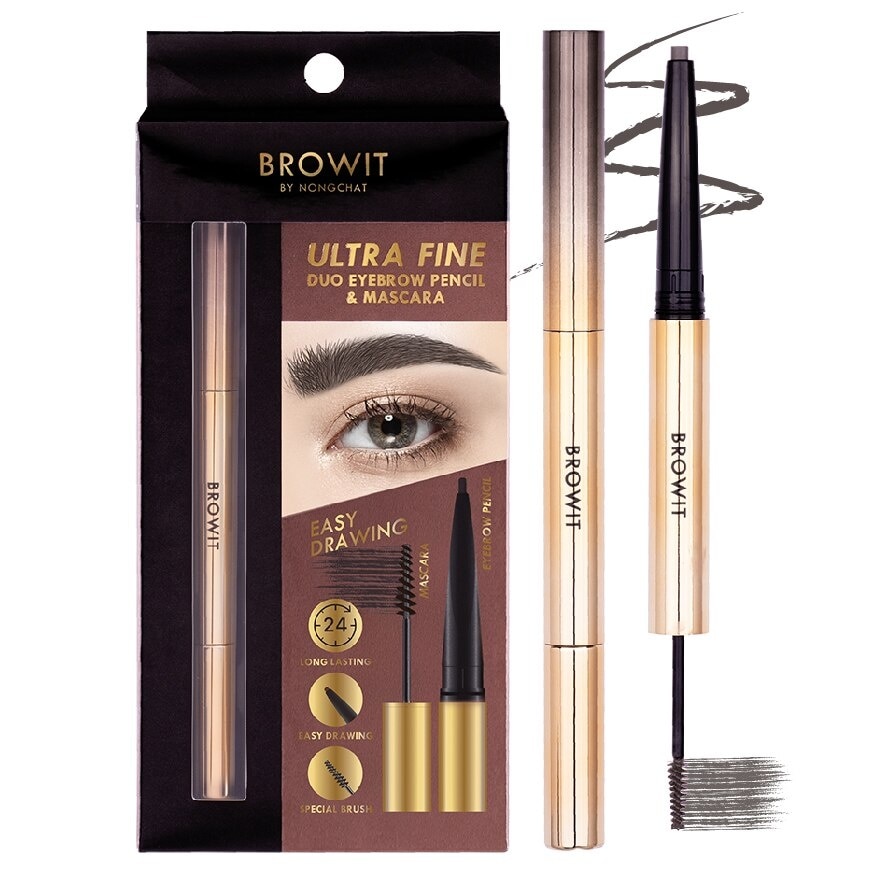 Browit Ultra Fine Duo Eyebrow Pencil  Mascara 1.42g. Ash Brown