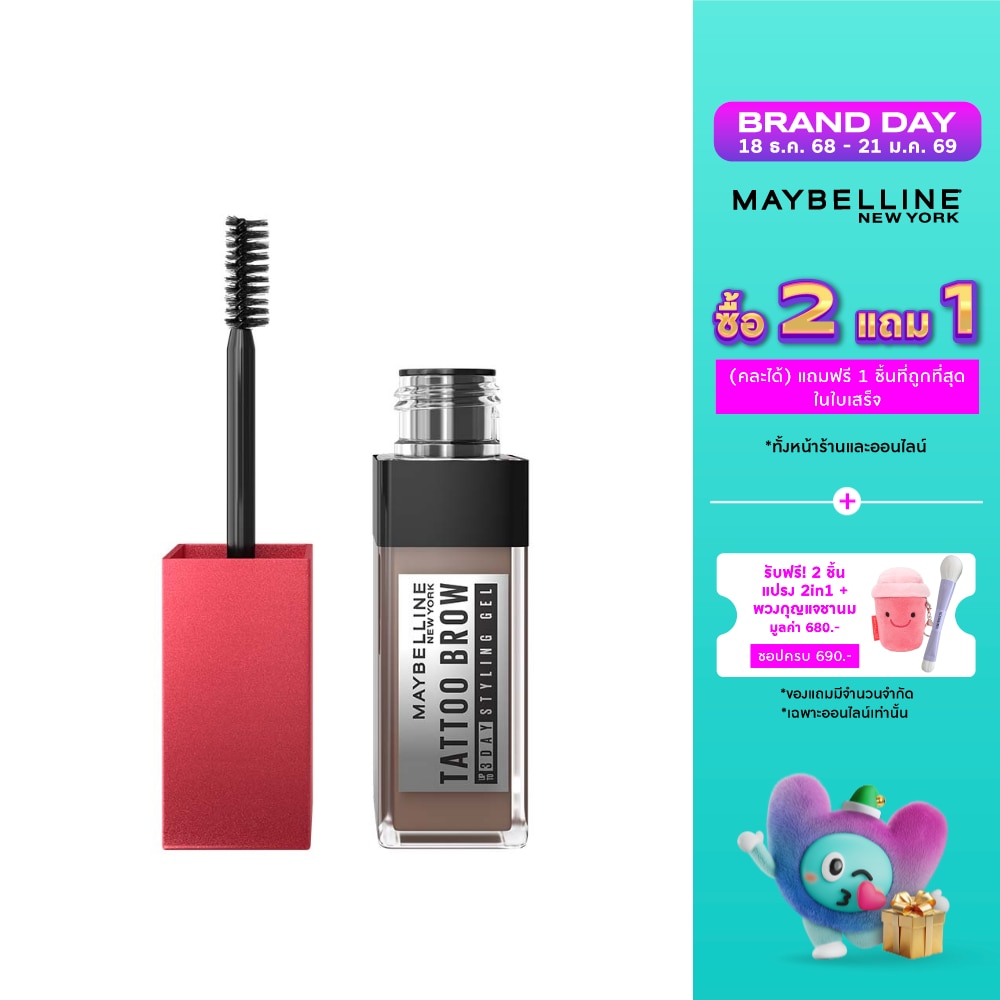 Maybelline เมย์เบลลีน แทททู บราว ทรีดี สไตล์ลิ่ง เจล 6มล. มีเดียม บราว