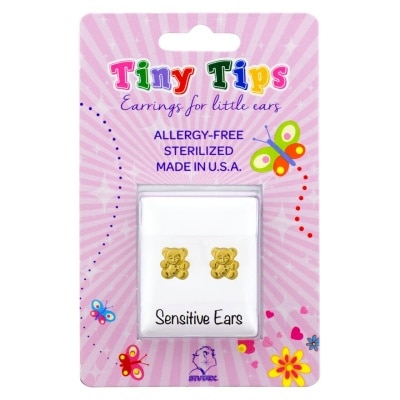 Studex Studex Tiny Tips Earrings For Sensitive Ear Gold Plated Teddy Bear