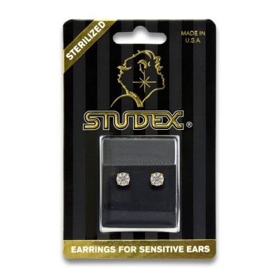 Studex Studex Sensitive Sterilized For Sensitive Ear Gold Plated 5mm Cubic Zirconia