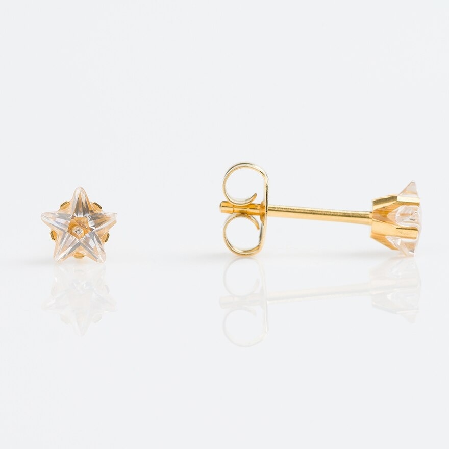 Studex Sensitive Sterilized For Sensitive Ear Gold Plated Cubic Zirconia Star Cut