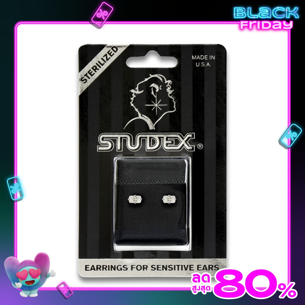 Studex Sensitive Sterilized For Sensitive Ear Stainless 5x3mm Cubic Zirconia