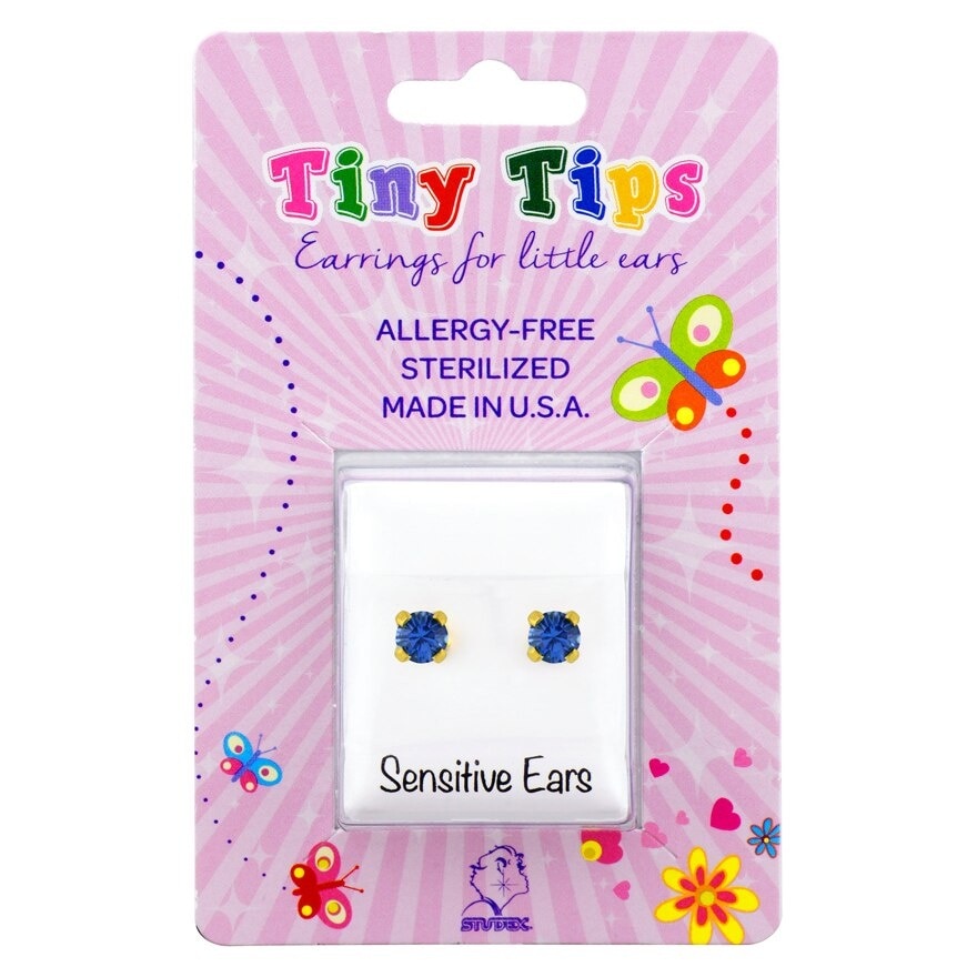 Studex Tiny Tips Earrings For Sensitive Ear Gold Plated 3mm Sep Sapphire