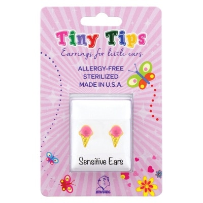 Studex Studex Tiny Tips Earrings For Sensitive Ear Gold Plated Pink Ice Cream