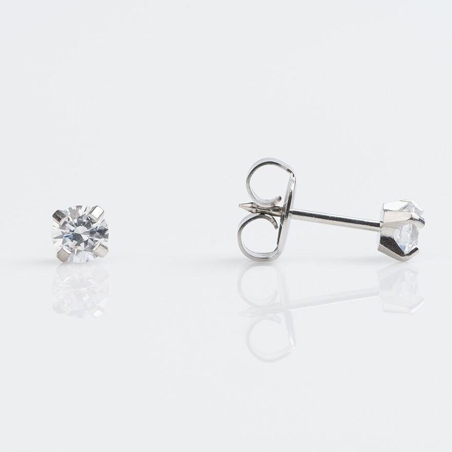 Studex Sensitive Sterilized For Sensitive Ear Stainless 4mm Cubic Zirconia