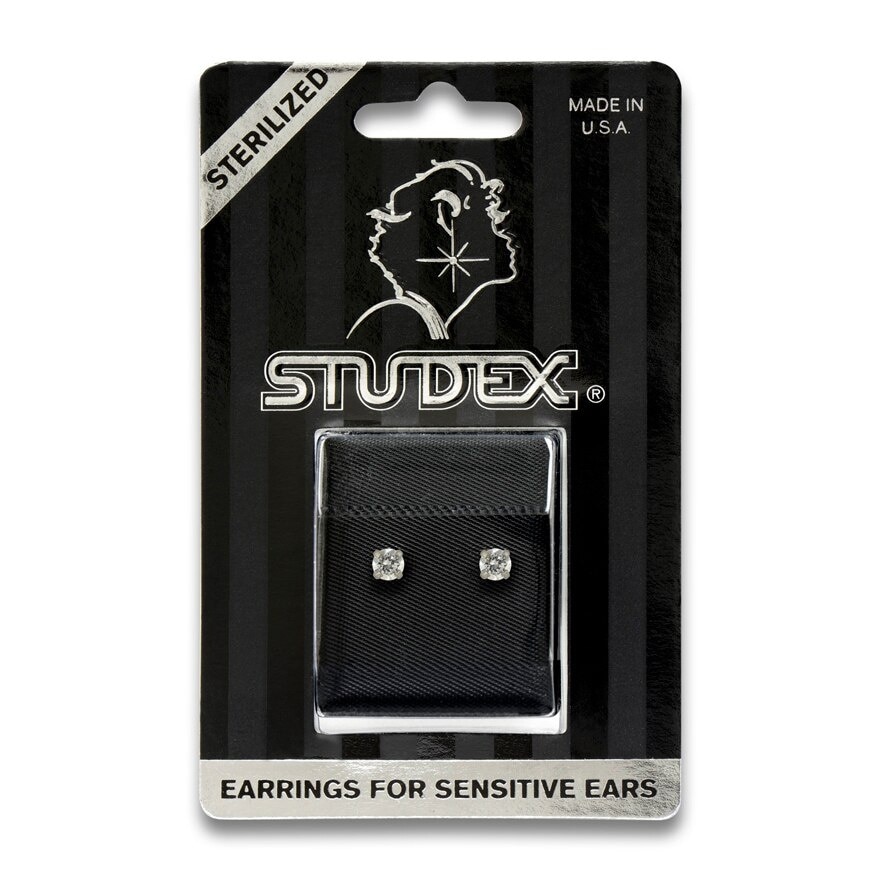 Studex Sensitive Sterilized For Sensitive Ear Stainless 4mm Cubic Zirconia