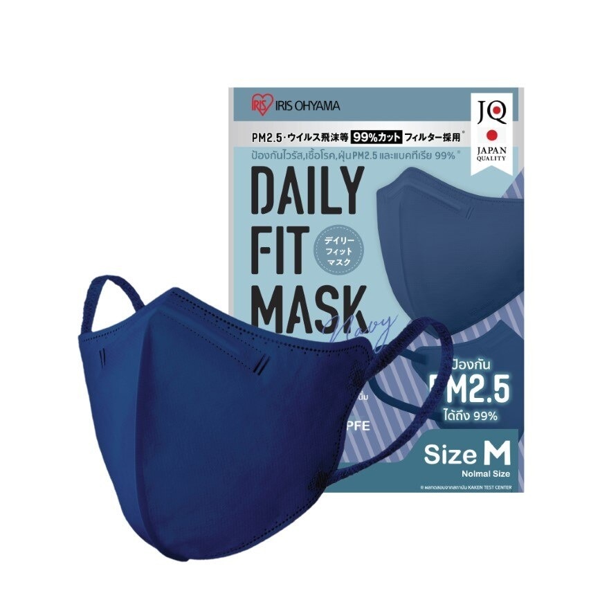 IRIS OHYAMA Face Mask Dairy Fit Size M Navy Blue 5 Pcs/Pack