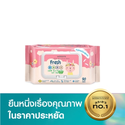 Watsons Watsons Fresh Baby 100 Eco-Friendly Soft Wipes 90sheets.