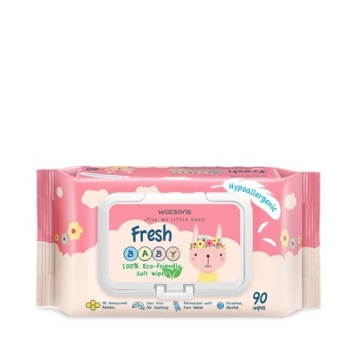 Watsons Watsons Fresh Baby 100 Eco-Friendly Soft Wipes 90sheets.