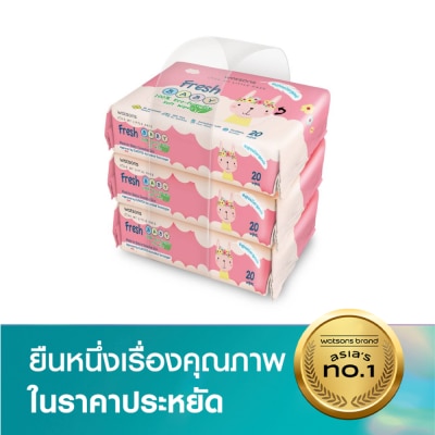 Watsons Watsons Fresh Baby 100 Eco-Friendly Soft Wipes 20s x 3packs.
