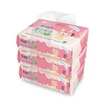 Watsons Watsons Fresh Baby 100 Eco-Friendly Soft Wipes 20s x 3packs.