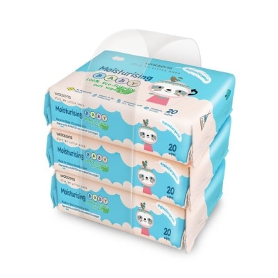 Watsons Watsons Moisturising Baby 100 Eco-Friendly Soft Wipes 20s x 3 packs.