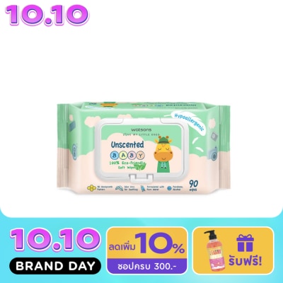 WATSONS วัตสัน อันเซ้นต์เท็ด เบบี้ 100 อีโค่ เฟรนด์ลี่ ซอฟท์ ไวพ์ 90แผ่น. image