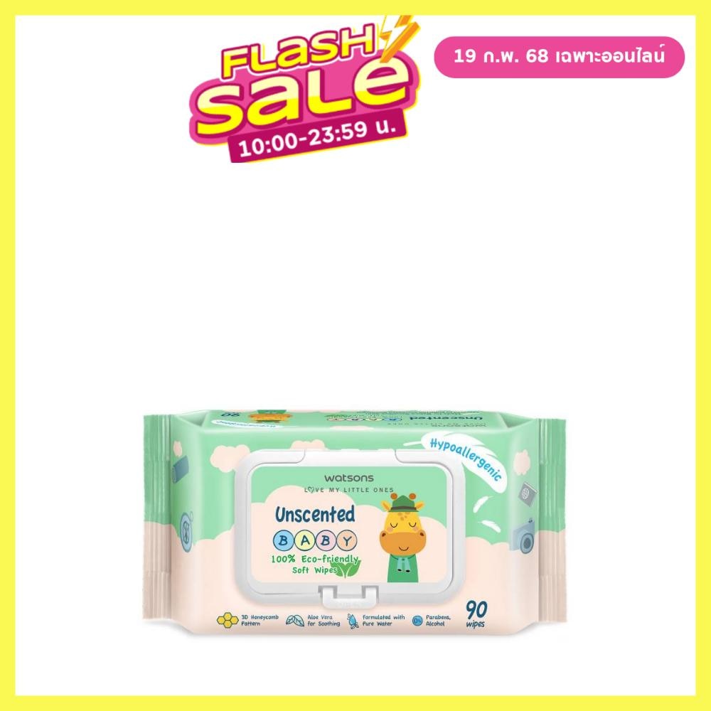 Watsons Unscented Baby 100 Eco-Friendly Soft Wipes 90sheets.