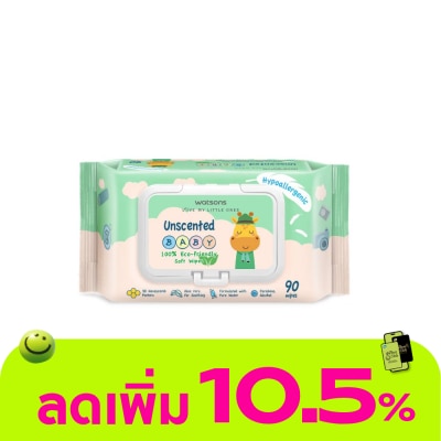 Watsons - Watsons Unscented Baby 100 Eco-Friendly Soft Wipes 90sheets.
