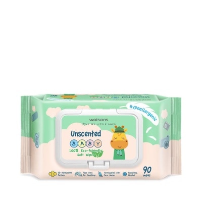 Watsons Watsons Unscented Baby 100 Eco-Friendly Soft Wipes 90sheets.