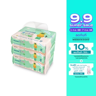 Watsons Watsons Unscented Baby 100 Eco-Friendly Soft Wipes 20s x 3 packs.
