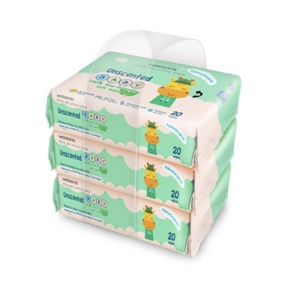 Watsons Watsons Unscented Baby 100 Eco-Friendly Soft Wipes 20s x 3 packs.