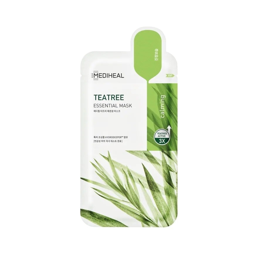 Mediheal Teatree Essential Mask 1'S แผ่นมาสก์หน้า อ่อนโยน ลดสิว