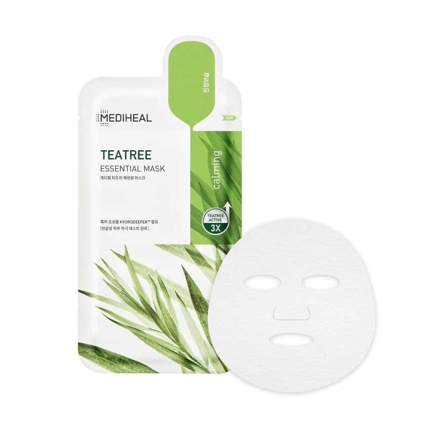 Mediheal Teatree Essential Mask 1'S แผ่นมาสก์หน้า อ่อนโยน ลดสิว