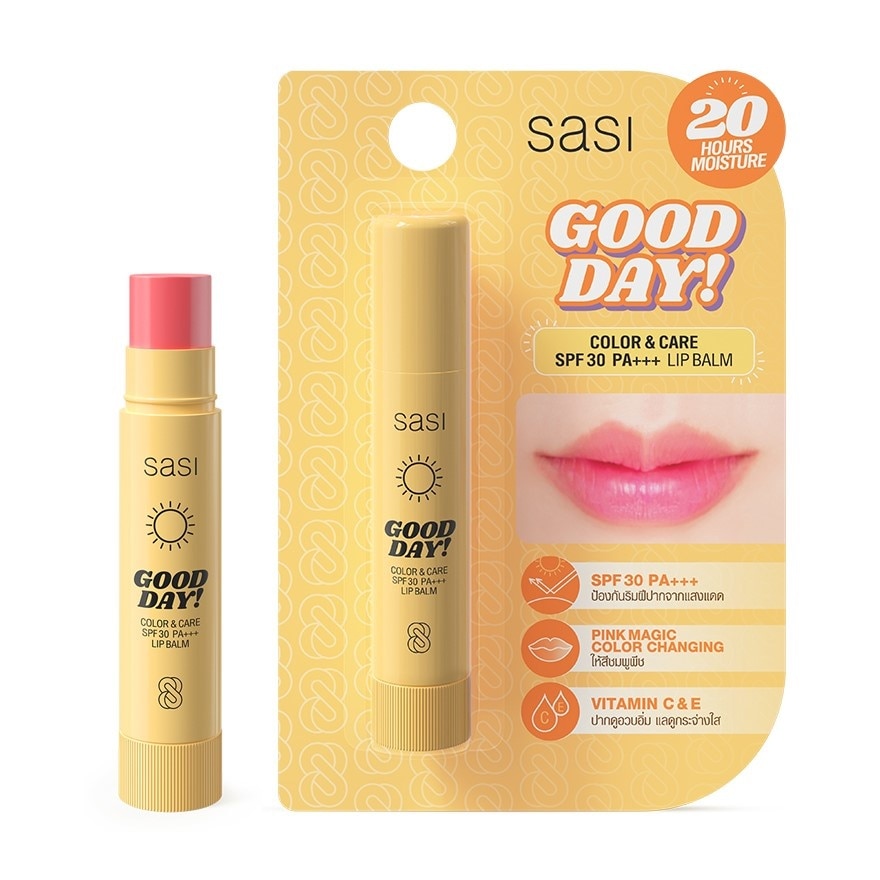 Sasi Good Day Color and Care SPF30 PA+++ Lip Balm 3.9g. Pink